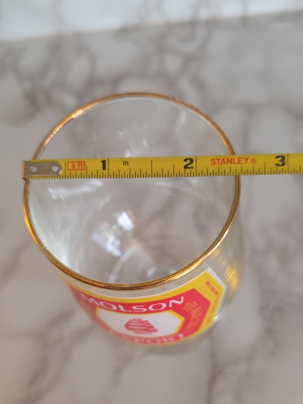 Molson Export Vintage Stemmed Pedestal Beer Glass w Gold Tone Rim - Picture 7 of 10